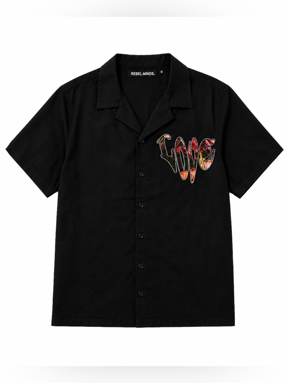 REBEL MINDS S/S BUTTON-DOWN SHIRT BLACK
